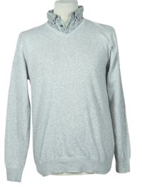 Pánský šedý svetr s košilovým límečkem zn. George