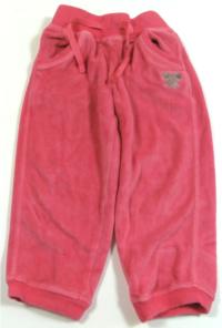 Růžové sametové kalhoty s mašličkou zn. Mothercare