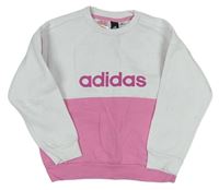 Bílo-růžová mikina s nápisem zn. Adidas