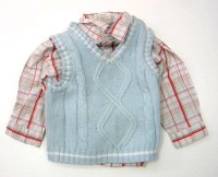 Set-Světlemodrá pletená vestička s košilí