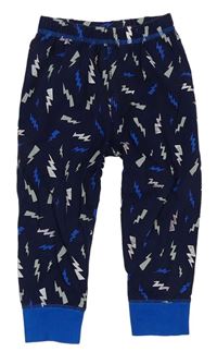 Tmavomodro-safírové pyžamové kalhoty s blesky zn. Tu