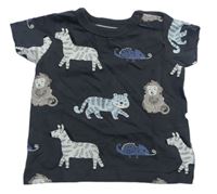 Antracitové tričko se zvířaty zn. C&A