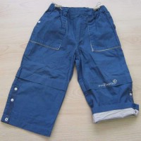 Modré plátěné rolovací kalhoty s nápisem zn. Vertbaudet