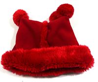 Červená fleecová čepice s kožíškem zn. St. Bernard 