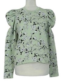 Dámský světletelený květovaný svetr s nařasenými rukávy zn. Reserved 