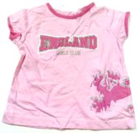 Růžové tričko s potiskem England 