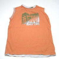Oranžovo-bílé tričko s khaki potiskem zn. Cherokee