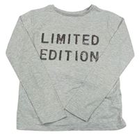 Šedo-stříbrné triko s nápisem z flitrů zn. Primark