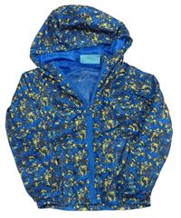 Modro-žlutá vzorovaná šusťáková funkční bunda s kapucí zn. Mountain Warehouse