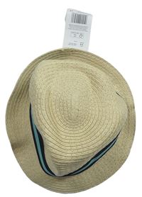 Smetanový slaměný klobouk s pruhy zn. F&F