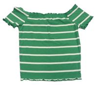Zeleno-bílé pruhované žebrované crop tričko zn. New Look