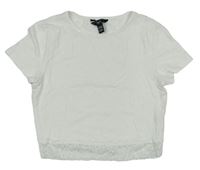 Bílé crop tričko s krajkou zn. New Look