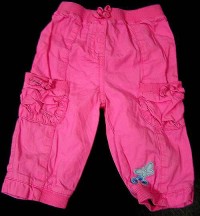 Růžové plátěné kalhoty s motýlkem a kapsami zn. Cherokee