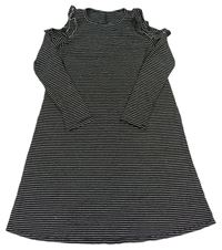 Černo-bílé pruhované šaty s volnými rameny zn. River Island