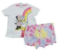 2Set - Bílé tričko s Minnie a Daisy + batikované kraťasy zn. Disney