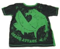 Khaki-zelené tričko se žralokem zn. Marks&Spencer