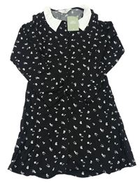Černé květované lehké propínací košilové šaty zn. H&M