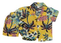 2set - Okrová košile s palmami + kraťasy