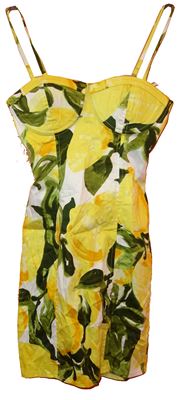 Dámské žluto-zelené vzorované šaty 
