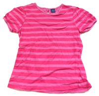 Růžovo-tmavorůžové pruhované tričko zn. TU