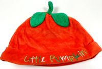 Oranožová sametová čepice s nápisem zn. Tu