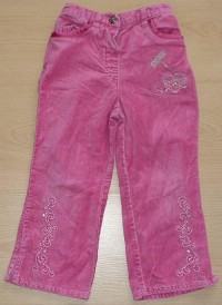 Růžové sametové riflové kalhoty se srdíčky zn. George