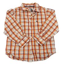 Cihlovo-oranžovo-bílá kostkovaná košile s výšivkou zn. H&M