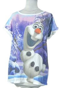 Dámské bílo-fialové tričko s Olafem zn. Disney + George 