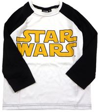 Outlet - Černo-bílé triko s nápisem Star Wars 