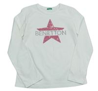 Smetanové triko s nápisem zn. Benetton