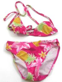 Růžové dvoudílné plavky s kytičkami zn. Primark 