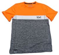 Šedo-oranžové neonové sportovní tričko zn. C&A