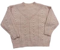 Starorůžový melírovaný svetr s perforovaným vzorem zn. George