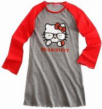 Nové - Šedo-červená noční košilka s Kitty zn. Sanrio