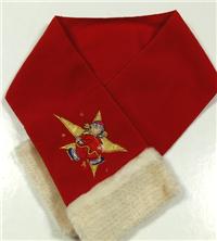 Červeno-bílá fleecová šála s obrázkem 