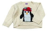 Béžový svetr s tučňákem zn.F&F