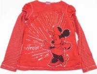 Červeno-pruhované triko s Minnie a flitříky zn. George + Disney