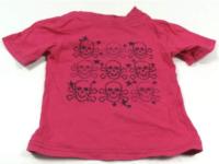 Růžové tričko s lebkami zn. REBEL
