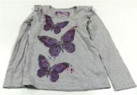 Šedé triko s motýlky 