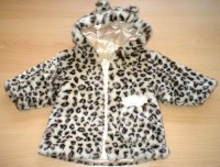 Chlupatý zateplený kabátek s leopardím vzorem a kapucí zn. George