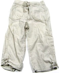 Béžové lněné kalhoty s kapsou zn. Cherokee
