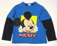 Modro-tmavomodré triko s Mickey Mousem zn. Disney