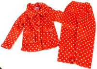 Červené chlupaté pyžamo s puntíky 
