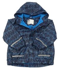 Tmavomodro-modrá vzroovaná nepromokavá zateplená bunda s kapucí zn. X-mail