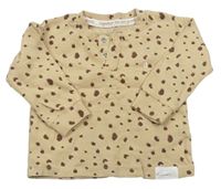 Béžové žebrované triko s leopardím vzorem zn. Primark