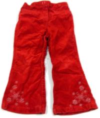 Červené sametové kalhoty s vločkami zn. KUTE