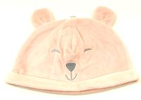 Růžová sametová čepice - medvídek zn. M&S