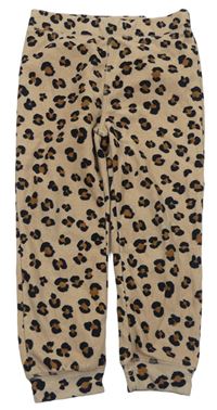 Béžové fleecové tepláky s leopardím vzorem zn. H&M