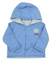 Světlemodrá/bílo-modrý propínací oboustranný kabátek s kapucí zn. Mothercare