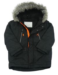 Černá šusťáková zimní bunda s kapucí zn. TU